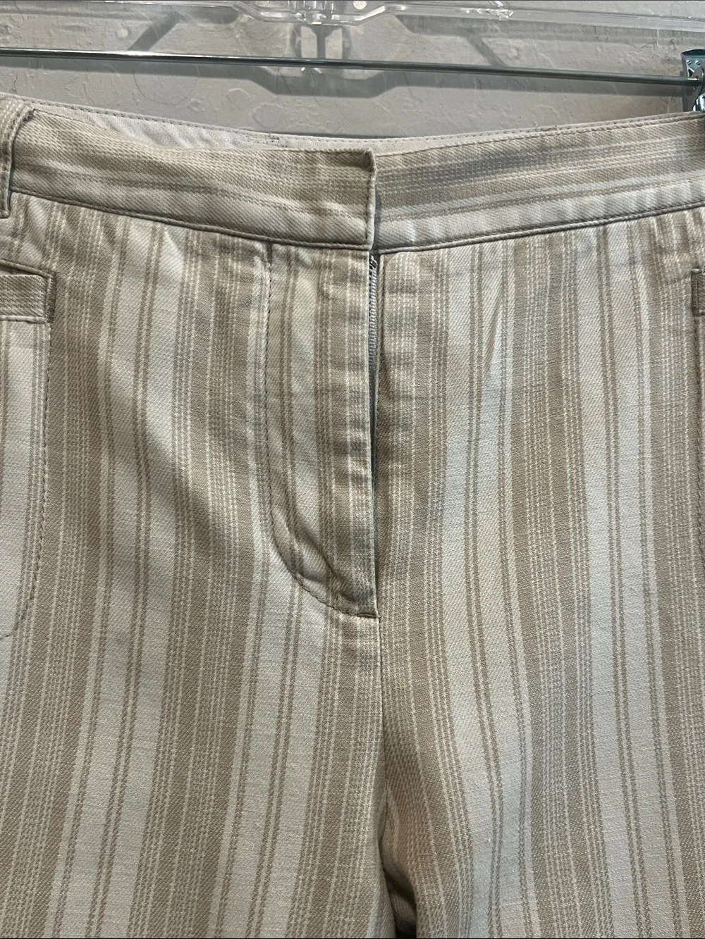 Tory Burch Striped Beige & Cream Crop Pants - Picture 3 of 13